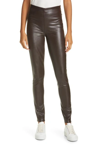 Shop Rag & Bone Nina High Waist Pull On Faux Leather Skinny Pants In Dark Brown
