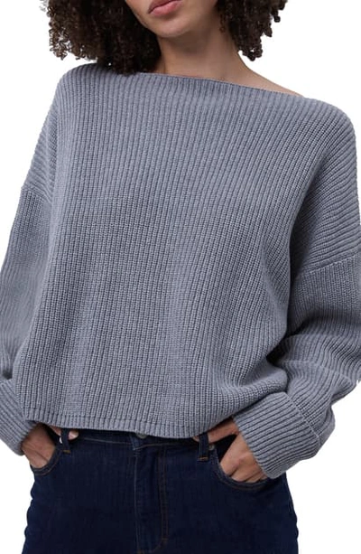 Shop French Connection Millie Mozart Boat Neck Sweater In Medium Grey Melange