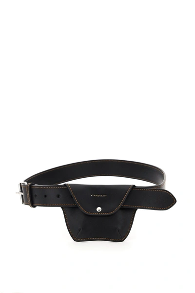 Shop Y/project Pocket Leather Belt In Black (brown)