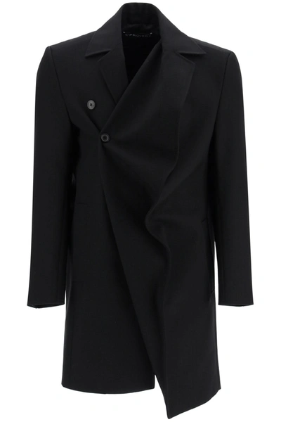 Shop Y/project Asymmetric Wool Coat In Black (black)