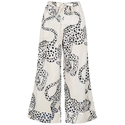 Shop Desmond & Dempsey The Jag Printed Cotton Pyjama Trousers In White