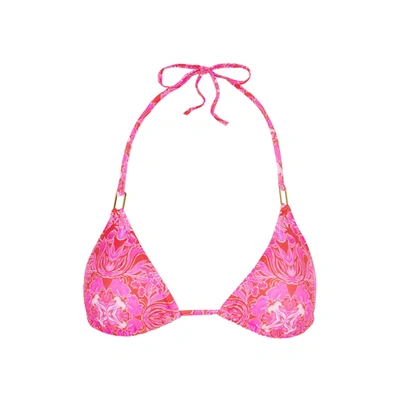 Shop Melissa Odabash Cancun Printed Halterneck Bikini Top In Pink