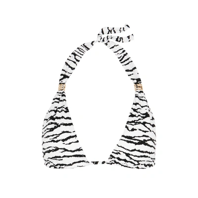 Shop Melissa Odabash Grenada Tiger-print Halterneck Bikini Top In White And Black