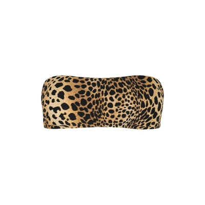 Shop Melissa Odabash Ponza Cheetah-print Bandeau Bikini Top In Brown