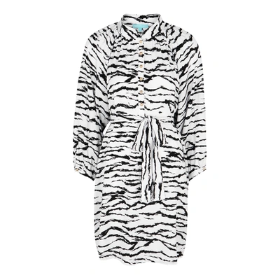 Shop Melissa Odabash Amy Tiger-print Mini Dress In White And Black