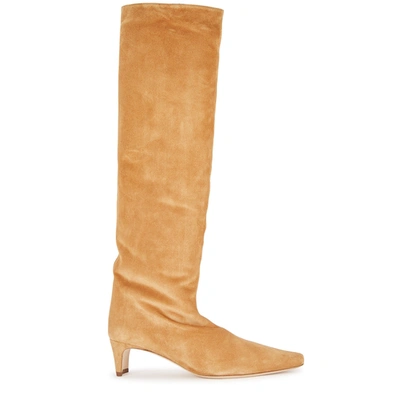Shop Staud Wally Camel Suede Knee-high Boots In Beige