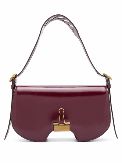 Shop Off-white Women's Burgundy Leather Shoulder Bag