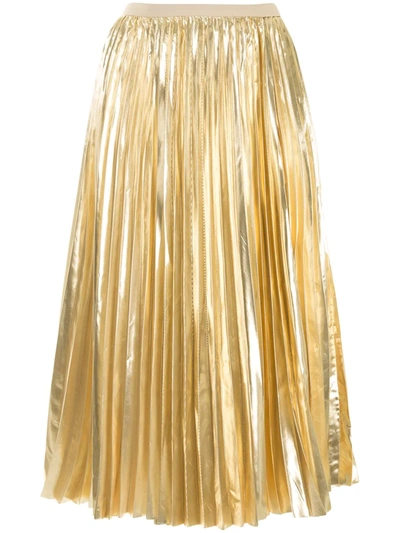 Shop Proenza Schouler Metallic Pleated Skirt In Gold