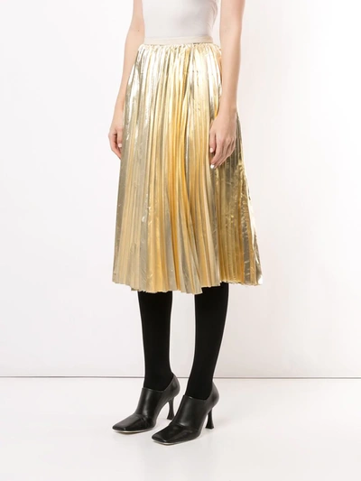 Shop Proenza Schouler Metallic Pleated Skirt In Gold