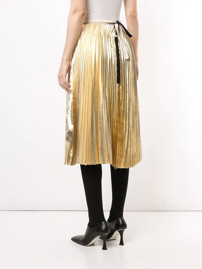 Shop Proenza Schouler Metallic Pleated Skirt In Gold