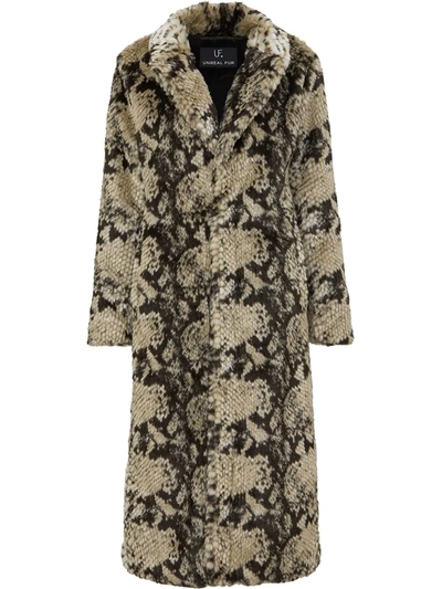 Unreal Fur Faux Fur Snake-print Coat In Neutrals