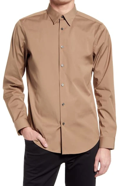 Shop Theory Sylvain Slim Fit Button-up Dress Shirt In Fawn
