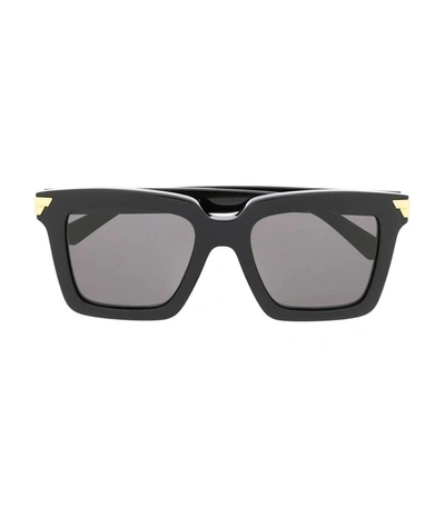 Shop Bottega Veneta Black Square Sunglasses