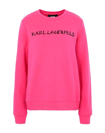 Shop Karl Lagerfeld Sweatshirts In Fuchsia