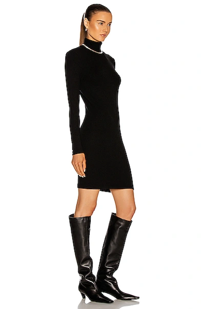 Shop Enza Costa Tencel Cashmere Rib Long Sleeve Zip Turtleneck Mini Dress In Black