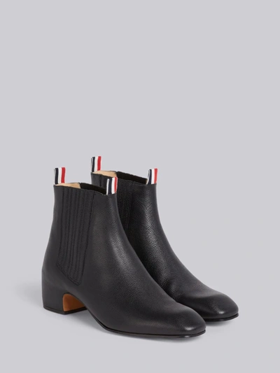 Shop Thom Browne Black Pebbled Calfskin Block Heel Chelsea Boot