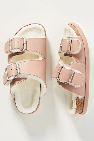 Shop J/slides Lynx Shearling-lined Slippers In Pink