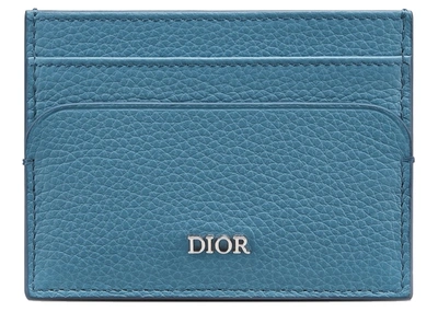 Pre-owned Dior  Card Holder (4 Card Slot) Grained Calfskin Navy Blue