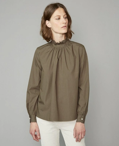 Shop Officine Generale Blouse Sofia In Olive