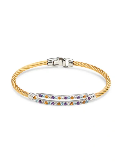 Shop Alor 18k White Gold, Stainless Steel & Multi-stone Cable Bracelet