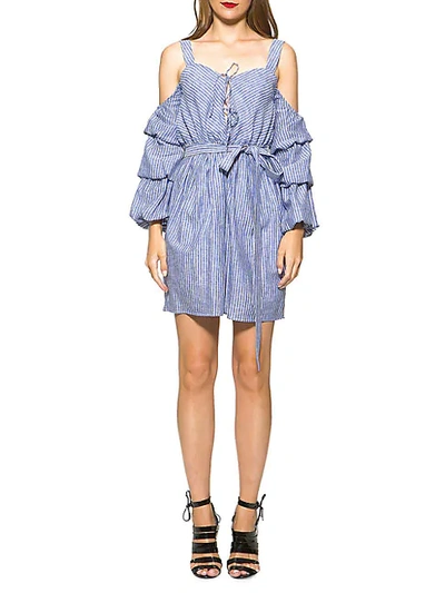 Shop Alexia Admor Striped Cold-shoulder Dress