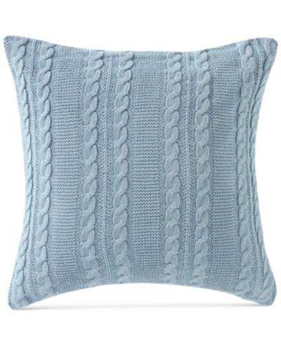 Victoria Classics Dublin Cable Knit Cotton Decorative Pillow, 18" X 18" In Spa Blue