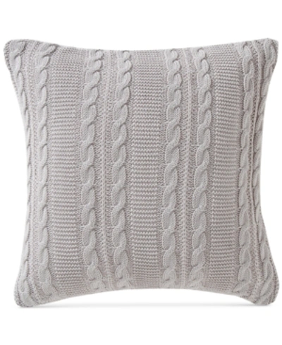 Victoria Classics Dublin Cable Knit Cotton Decorative Pillow, 18" X 18" In Grey
