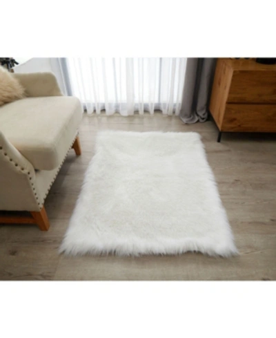 Shop Nanshing Enrica Sheepskin Faux Fur Shaggy Accent Rug, 46" X 30" In White
