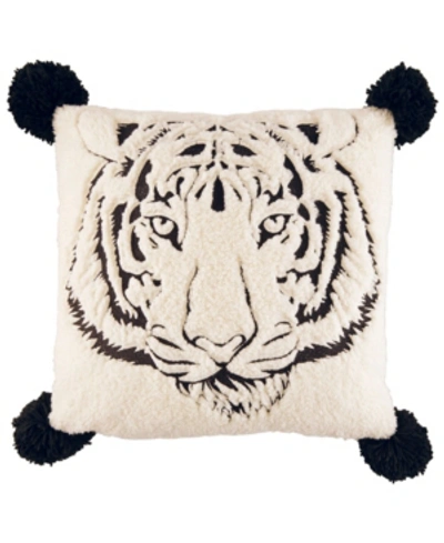 Shop Betsey Johnson Betsey's Tiger Decorative Pillow, 20" X 20" In Black