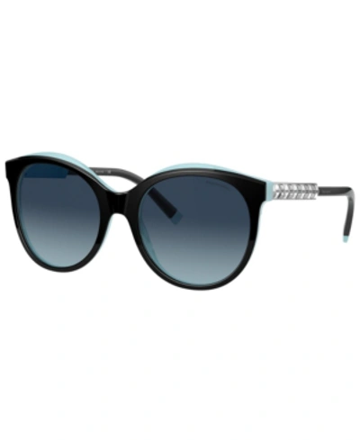 Shop Tiffany & Co Women's Polarized Sunglasses, Tf4175b In Black On Tiffany Blue