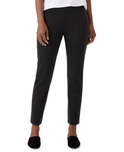 Shop Eileen Fisher Slim-fit Pull-on Ankle Pants In Char