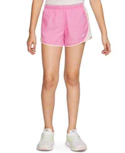 Shop Nike Big Girls Dri-fit Dry Tempo Running Shorts In Magic Flamingo/white