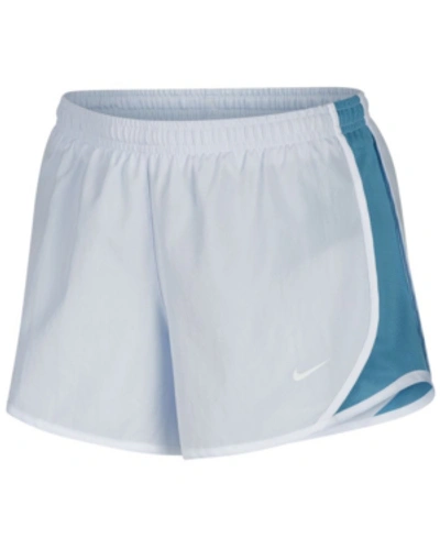 Shop Nike Big Girls Dri-fit Dry Tempo Running Shorts In Football Grey/white