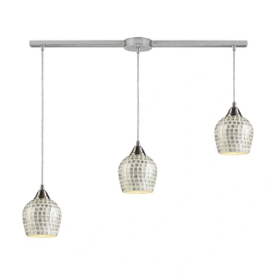 Elk Lighting Fusion 3-light Linear Pendant Silver In Satin Nickel In Silver