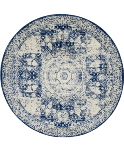 Shop Bridgeport Home Closeout! Bayshore Home Mobley Mob2 5' X 5' Round Area Rug In Blue