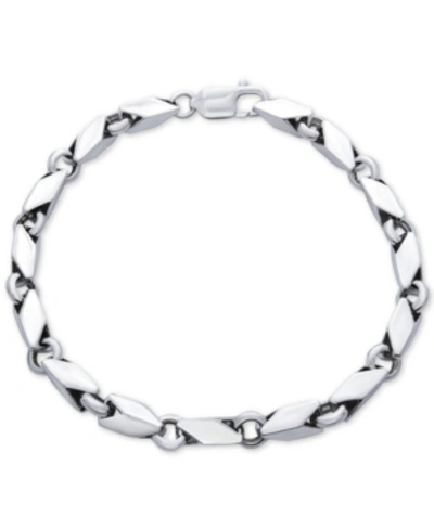 Shop Macy's Men's Polished Link Bracelet In Sterling Silver