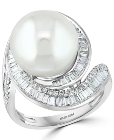 Shop Effy Collection Effy Cultured Freshwater Pearl (12-1/2mm) & Diamond (3/4 Ct. T.w.) Ring In 14k White Gold (also Avai