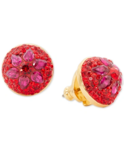 Shop Kate Spade Crystal Flower Dome Stud Earrings In Red