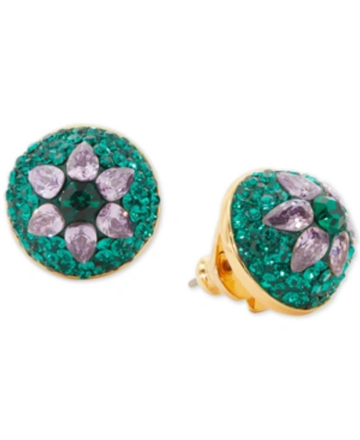 Shop Kate Spade Crystal Flower Dome Stud Earrings In Green