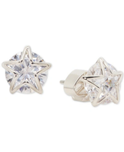 Shop Kate Spade Crystal Star Stud Earrings In Silver