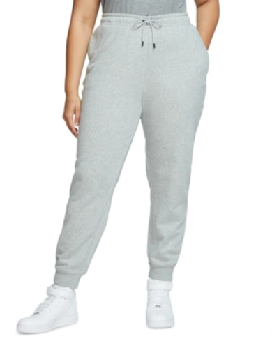 Shop Nike Plus Size Essential Fleece Pants In D Gr H/whi