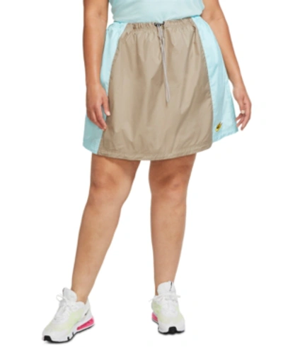 Shop Nike Plus Size Icon Clash Drawstring Skirt In Mystic Stone/glacier