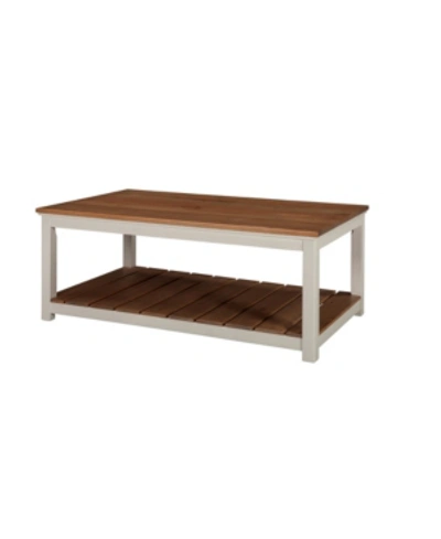 Shop Alaterre Furniture Savannah 45" W Coffee Table, Ivory With Natural Wood Top