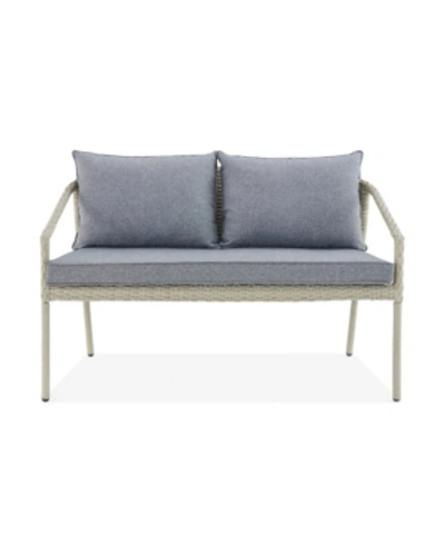 Shop Alaterre Furniture Windham All-weather Wicker Seat Outdoor Bench With Cushions In Grey