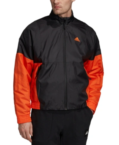Shop Adidas Originals Adidas Men's Bts Lite Bomber Jacket In Black/orange