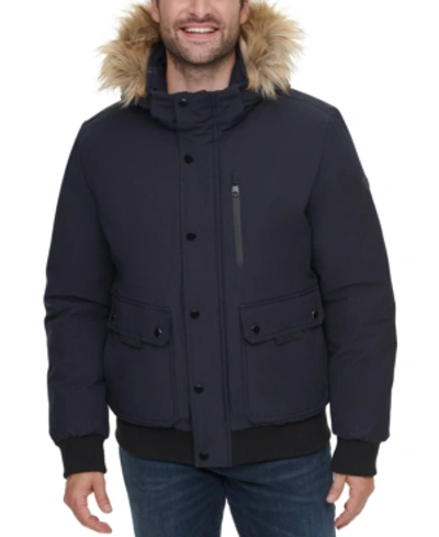 Shop Calvin Klein Men's Snorkel Jacket With Removable Faux-fur Hood In True Navy