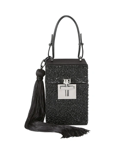 Shop Oscar De La Renta Women's Alibi Beaded Top Handle Box Bag In Black