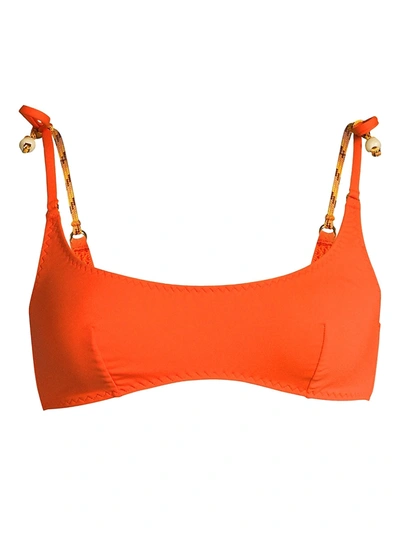 Shop Stella Mccartney Women's Lacing Bikini Top In Orange