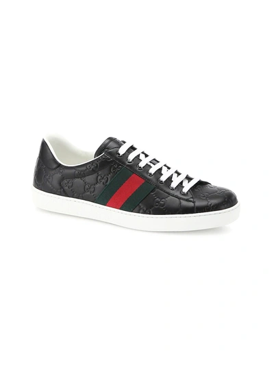 Shop Gucci Signature Sneakers In Black