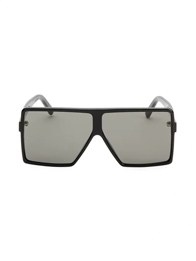 Shop Saint Laurent Women's New Wave 63mm Shield Sunglasses In Black